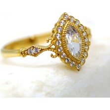 Fasek Gold Carla 1.10 CT Mekik Pırlanta Montörü(Mekik)Taşlı Evlilik Teklifi Kadın 925 Ayar Gümüş Yüzük
