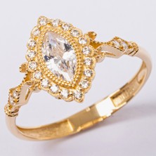 Fasek Gold Carla 1.10 CT Mekik Pırlanta Montörü(Mekik)Taşlı Evlilik Teklifi Kadın 925 Ayar Gümüş Yüzük
