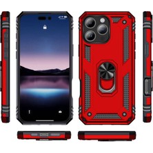 Apple iPhone 16 Pro Max Kılıf Polikarbon Manyetik Tutuculu Stand Yüzüklü Düşmeye Dayanıklı Kılıf