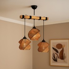 Hmy Design Popart 3'Lü Ahşap Avize - Kahverengi