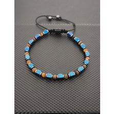 Tahrastone Mavi Küp Hematit ve 4 mm Kaplangözü Doğaltaş Bileklik Takı Aksesuar