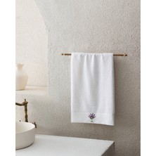 Lavinia Nakışlı %100 Pamuk Yüz Havlusu - Beyaz - 50X76 cm