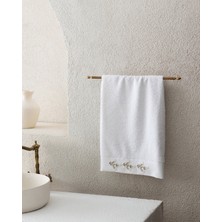 Opal Nakışlı %100 Pamuk Yüz Havlusu - Beyaz - 50X76 cm