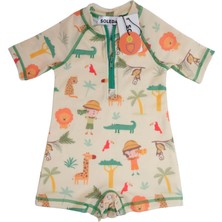 Uv Güneş Korumalı Upf 50 Bebek Çocuk Mayosu Safari Jungle