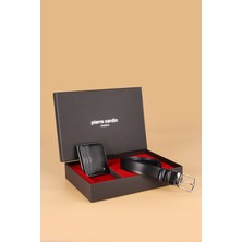 Pierre Cardin-Set 5- % 100 Hakiki Deri Özel Hediye Kutulu  Damat Çift Taraflı Kemer Cüzdan Çeyiz Seti