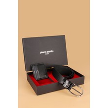 Pierre Cardin-Set 1- % 100 Hakiki Deri Özel Hediye Kutulu  Damat Kemer Cüzdan Çeyiz Seti