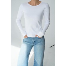 Uzun Kol Örme Body - Beyaz