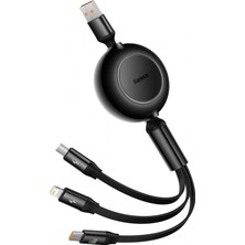 Baseus 66W Makaralı 3in1 Type-C + Lightning + Micro USB Kablo Hızlı Şarj Kablosu - NTR8577-3824