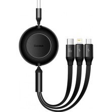 Baseus 66W Makaralı 3in1 Type-C + Lightning + Micro USB Kablo Hızlı Şarj Kablosu - NTR8577-3824