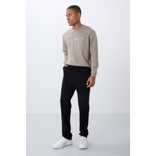 Tommy Life Siyah Bağcıklı Cepli Standart Kalıp Klasik Paça Erkek Eşofman Alt - 84682