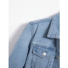 Erkek Jean Denim Standart Kalıp Cepli Düğmeli Kot Ceket