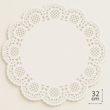 Dolphin Dantel Görünümlü Kağıt Tabak Altlığı - 32 Cm. - Beyaz Dantel Kağıt - 100 Adetlik Paket