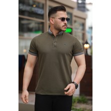 Miron Haki Logo Nakışlı Polo Yaka Kısa Kollu Tişört -2518