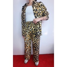 Leopar Desenli Pantalon Takım