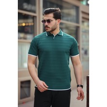 Miron Nefti Kabartma Çizgi Polo Yaka Triko Tişört- 2403
