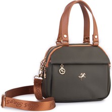 Nas Bag Kadın Çok Gözlü El Omuz ve Çapraz Çantası ( 25X20 Cm) Yeşil Taba Buzzy