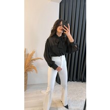 Ladies Ultra Yüksek Bel Beyaz Ispanyol Pantolon