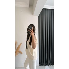 Laura Baskılı Pamuklu  Basic Tshirt Bej