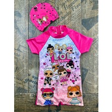 Lol Kız Çocuk Uv Korumalı Tulum Deniz Havuz Takımı Boneli