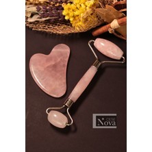 Doğal Pembe Kuvars Gua Sha Yüz Masaj Taşı Roller - Cessnova
