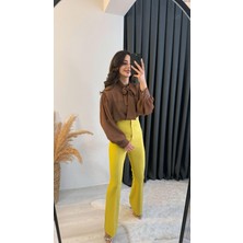 Ladies Ultra Yüksek Bel Yağ Yeşili Ispanyol Pantolon