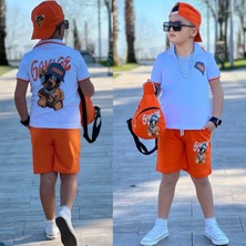 Ayıcık Desenli Polo T-Shirt Çanta Şapka Kombin