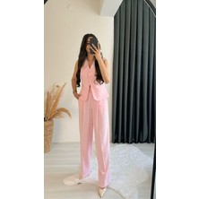 Beauty Beli Düğmeli Kumaş Pantalon Pembe