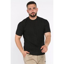 Mishar İtalia Erkek Bisiklet Yaka Kendinden Çizgi Desenli Triko Tişört P-00017656