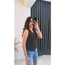 Balena Premium Seri Gold Düğmeli Yelek Siyah