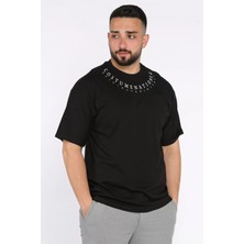 Mishar İtalia Erkek Yaka Baskılı Oversize Tişört P-00017399