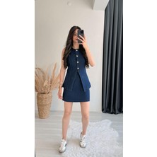 Enrico Gold Düğmeli Belden Oturtmalı Yelek