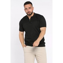 Mishar İtalia Erkek Polo Yaka Yarım Fermuarlı Kendinden Desenli Tişört P-00017366