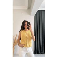 Freja Gold Düğmeli Triko Hırka Sarı