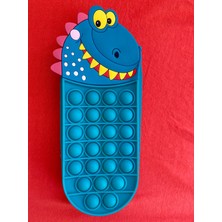 Erkek Çocuk Dinozor Figürlü Popitli Yeşil Renk Silikon Tek Gözlü Fermuarlı Kalem Kutusu Çanta