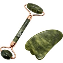 Teknotrust Yeşim Masaj Taşı Roller ve Gua Sha Seti, Bebek Ayaklı Tasarım