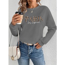 Kadın Uzun Kollu Bisiklet Yaka Desenli Viskon Iki Iplik Bluz