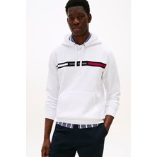 Erkek Th Chest Logo Drawstring Sweatshirt - Beyaz