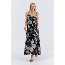 Arben Boutique Askılı Viscon Elbise - Siyah