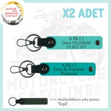 Miawiki Motosiklet Gruplarına Hediye Isim Plaka, A- Kan Grubu Yazılı X2 Anahtarlık, K Turkuaz-Turkuaz-Ysl