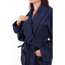 Odelhome Soft Line Pamuklu Şalyaka Lacivert Renkli (L- x L-2 x L-3 x L-4 x L) Büyük / Battal Beden Bornoz