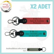 Asfaltın Tozunu Attıranlara X2 Anahtarlık Isim Plaka ve B+ Kan Grubu Yazılı, Nar Çiçeği-K Turkuaz-Gr