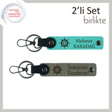 Kaptan Ruhlu Sevgilinizle Uyumlu Hediyelik, Gemi Temalı Anahtarlık Takımı, Turkuaz-Kül Gri