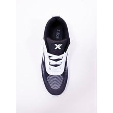 Dijital Baskılı Unisex Lacivert Gri Beyaz Triko Görünümlü Poly Taban Günlük Spor Ayakkabı