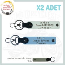 Yolların Maceracıları Için, Isim Plaka ve B Rh (-) Kan Grubu, Özel X2' Li Anahtarlık, Mavi-Beyaz-Gr