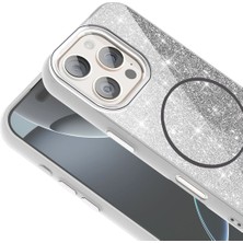 Iphone 15 Plus Telefon Kılıfı Simli Parlak Işıltılı Magsafe Destekli Kılıf