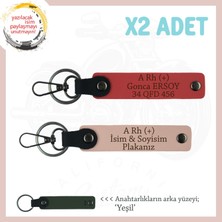 Araç Kullananlara, Isim Plaka, A Rh (+) Kan Grubu Acil Durum X2 Anahtarlık, Nar Çiçeği-Yavruağzı-Ysl