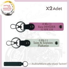 Yol Tutkunları, Isim Plaka ve 0 Rh (-) Kan Grubu, Kişiye Özel 2'li Anahtarlık Seti, Beyaz-Pembe-Laci