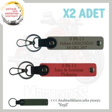 Hız Aşıkları Için Özel Isim Plaka ve 0 Rh (-) Kan Grubu Yazılı X2 Anahtarlık, Nar Çiçeği-Kül Gri-Ysl