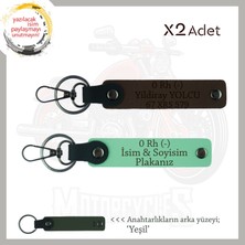 Modifiye Motorcuya Özel, Isim Plaka ve 0 Rh (-) Kan Grubu Yazılı X2 Anahtarlık, Yeşil-K Kahve-Ysl