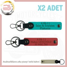 Asfaltın Tozunu Attıranlara X2 Anahtarlık Isim Plaka ve A- Kan Grubu Yazılı, Nar Çiçeği-K Turkuaz-Sk